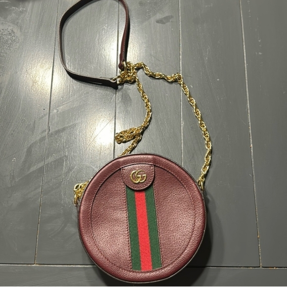 Gucci Mini Ophidia  Leather Shoulder Bag Bordeaux Red with Dustie COA EUC - Picture 3 of 15